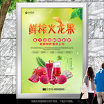 现榨火龙果招贴海报灯箱展板展架