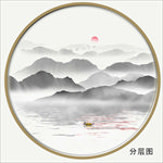圆形水墨山水