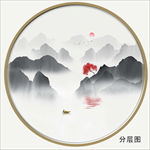 圆形水墨画