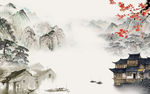 国画唯美山水画 tif分层