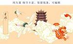 黄鹤楼武汉龙鹤屏风