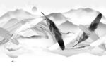 羽毛高端山水画 tif分层