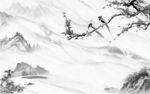 爵士白高端山水画 tif分层