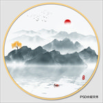 圆形水墨画