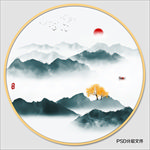 圆形水墨画