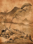 手绘古风中国水墨山水画背景