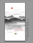山水屏风挂画