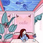 咖啡店的女孩 插画