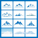 手绘卡通山峰矢量雪山素材山图标