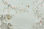 手绘花鸟背景墙