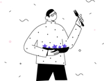 创意极简扁平人物食物插画设计