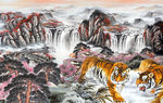 国画山水老虎