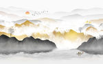 新中式水墨山水背景墙