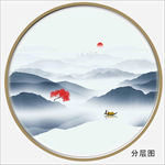 圆形水墨背景山水画山水