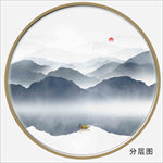 圆形山水画圆形水墨画圆形装饰画