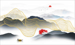 金线山水背景墙 山水