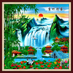 壁画 富竹迎客