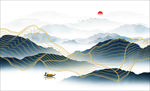 新中式金线山水 禅意山