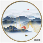 金线圆形山水