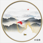 水墨金线山水 水墨画