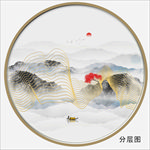 金线水墨山水 线条山