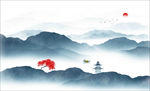 水墨山水背景墙