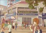 手绘城市美景   画册封面素材
