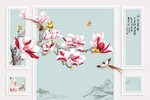 玉兰花电视背景墙图片