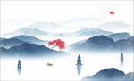 三潭印月 山水画西湖