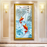 鱼跃龙门玄关画