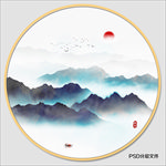 圆形山水画