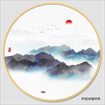 圆形水墨画