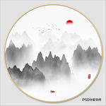 圆形水墨画