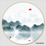圆形山水画