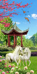 园林白马玄关背景