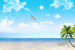 大海蓝天白云风景