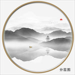 圆形水墨山水