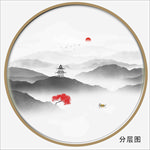 圆形水墨山水