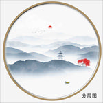 新中式圆形水墨画