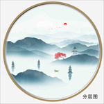新中式圆形山水