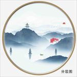 圆形水墨画 西湖山水