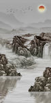国画山水玄关背景墙