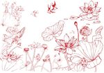 荷花小燕子 钢笔画