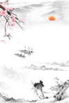 渔滃桃花中国风背景