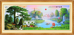 中式迎客松山水装饰画