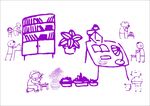 同学整理图书馆  简笔画
