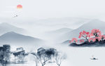 江南山水画背景画 TIF分层