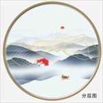 水墨国画山线条