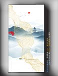 金线装饰山水挂画