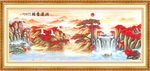 鸿运当头聚宝盆瀑布装饰画